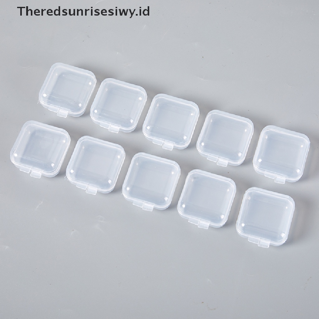 # Alat Rumah Tangga # 10pcs Kotak Penyimpanan Perhiasan Anting Cincin Mini Bahan Plastik Transparan