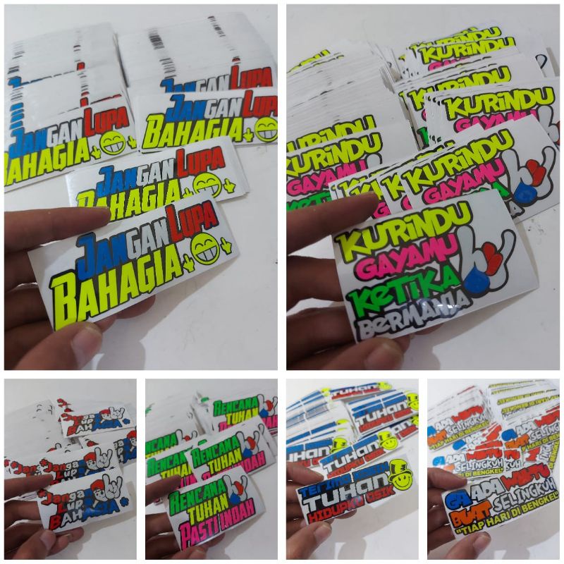 STICKER JANGAN LUPA BAHAGIA,RENCANA TUHAN PASTI INDAH,GAK ADA WAKTU BUAT SELINGKUH, DLL CUTTING