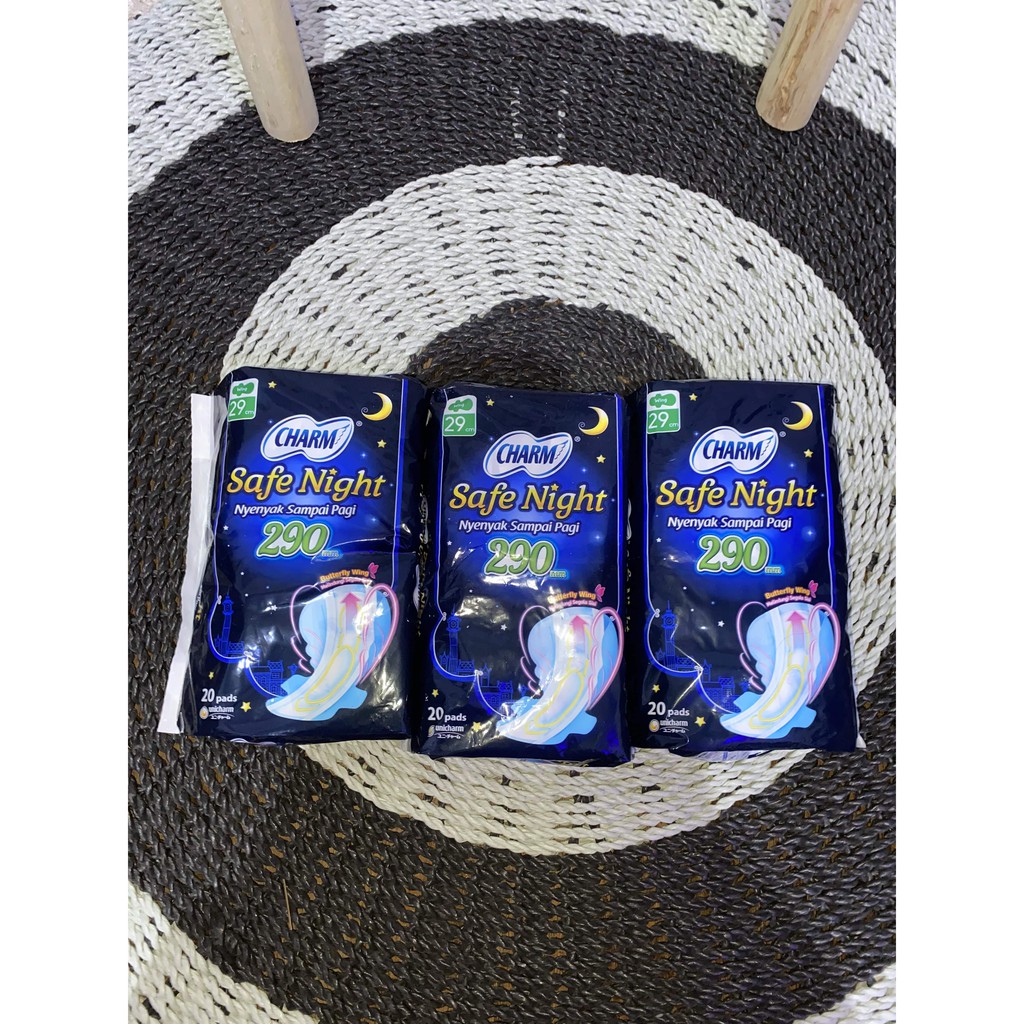 Charm Pembalut Safe Night 29Cm Wing Isi 20 Pads Softex Charm Wanita Butterfly Softek Unicharm Original Ekonomis Nyenyak Sampai Pagi