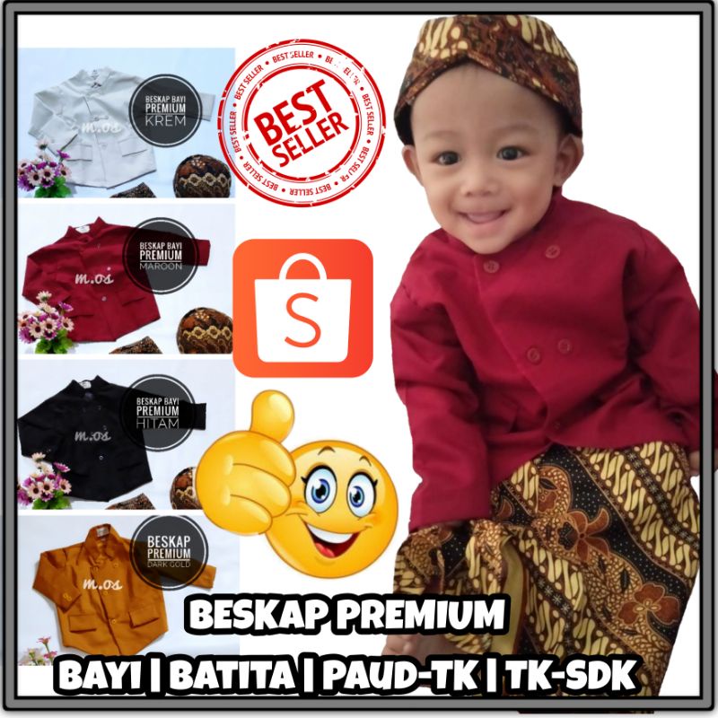 Baju Beskap Premium Anak Bayi,Paud, TK SD kecil Adat Jawa Beskap Solo Jogja Turun Tanah