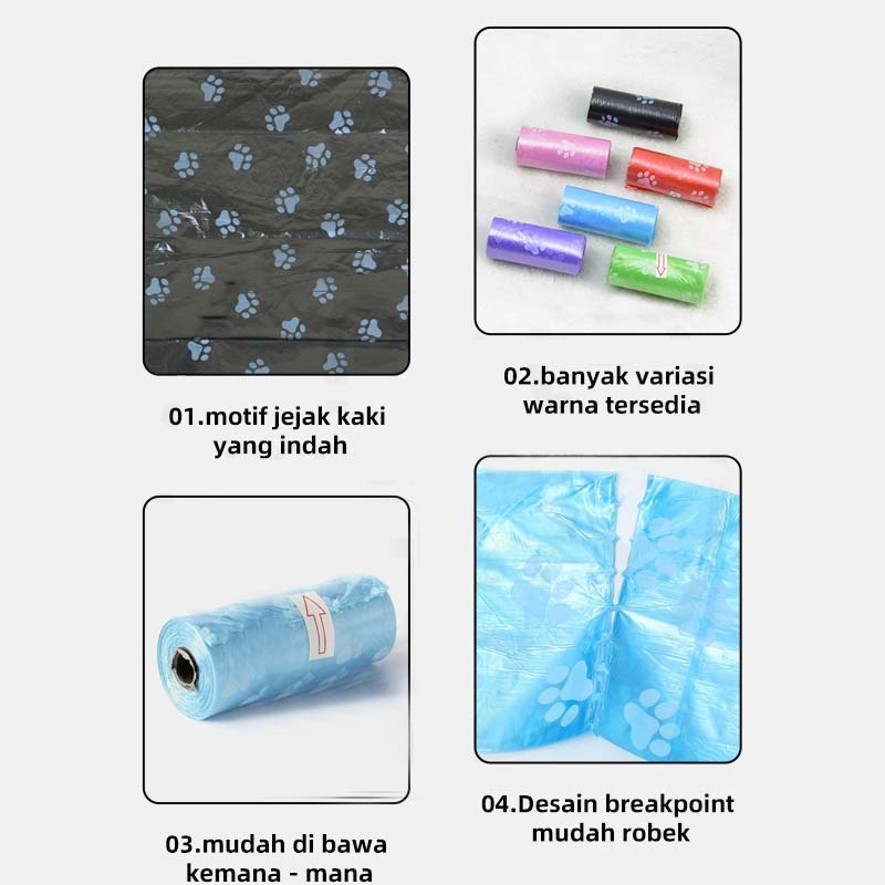 POOP BAG Plastik Roll Wadah Kotoran Kucing Ramah Lingkungan Organik Murah Biodegradable Untuk Ee Pup Anjing Hewan