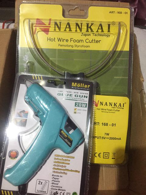 Paket Mollar Glue Gun 20 Watt Biru & 10 Pcs Refill Lilin Lem Tembak