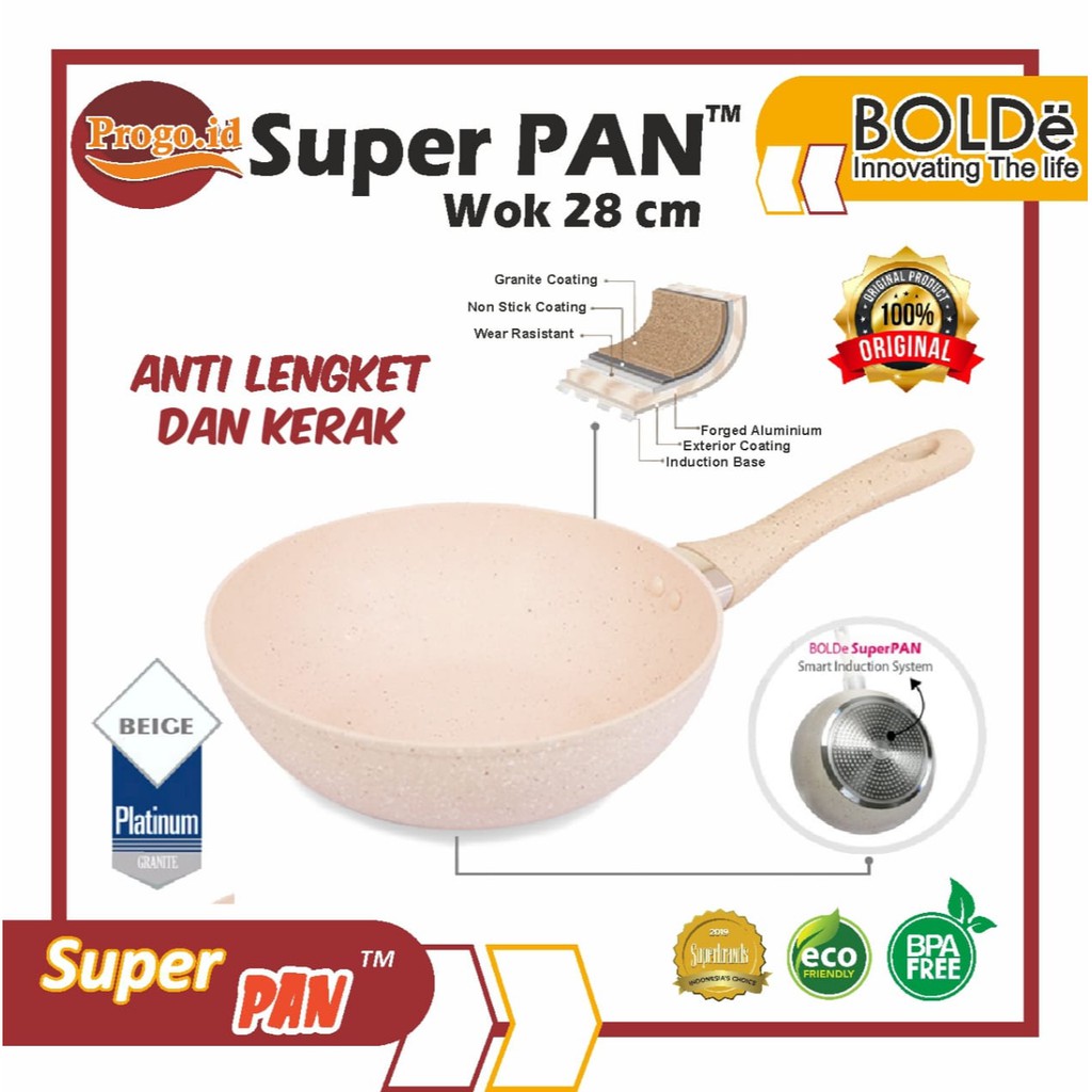 Wajan BOLDe Anti Lengket Panci Penggorengan Keramik Wajan Serbaguna Wok Pan BOLDe 28 Cm Panci BOLDe