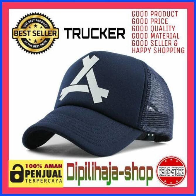Deal Topi Pria Trucker Jaring Inisial A Navy #2 Baseball Snapback - Laris Top