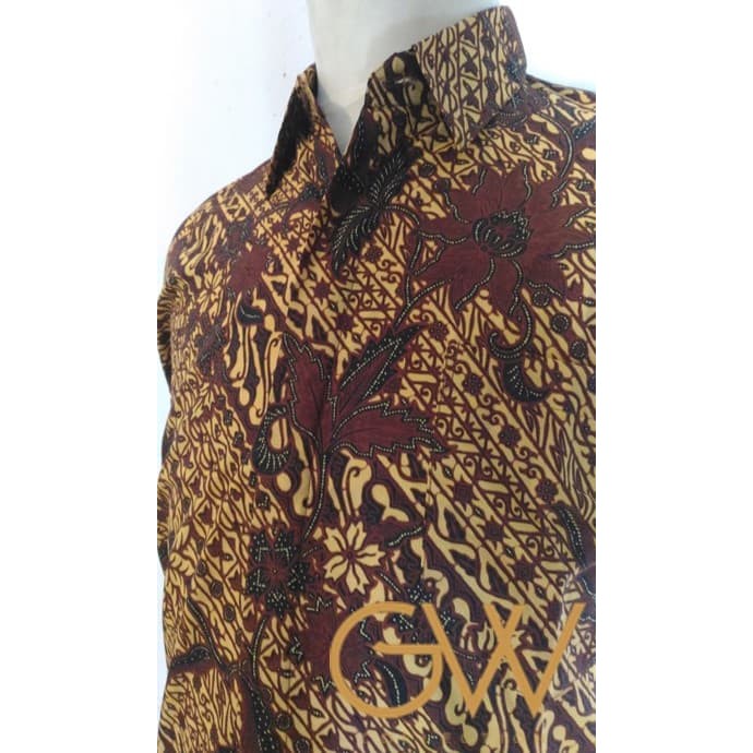 Risna Batik HRB026 kenongo kemeja hem pendek padi pekalongan M L XL MURAH KEREN bati pria wajik biru