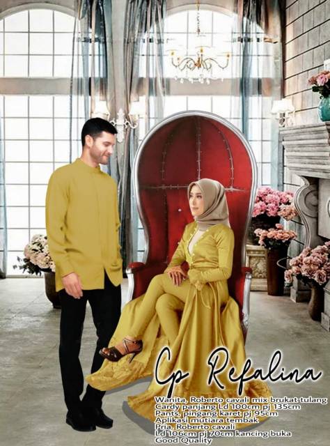 COUPLE REFALINA/ Couple Pasangan Refalina COUPLE GAMIS BRUKAT MUTIARA BAJU PASANGAN MUSLIM KEKINIAN