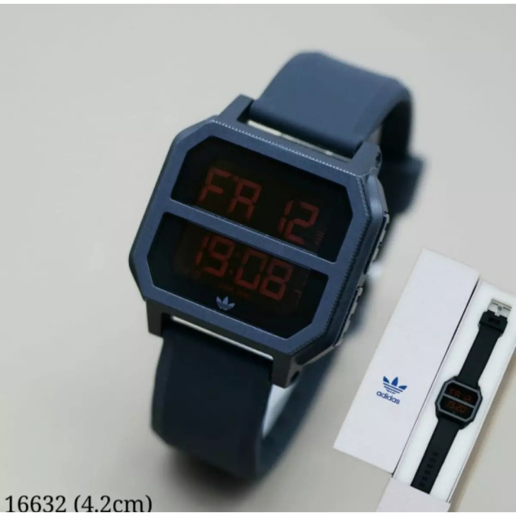 [COD] Jam Tangan Pria Adidas A1652 Kw Digital Tali Rubber Free Box Original & Baterai Cadangan