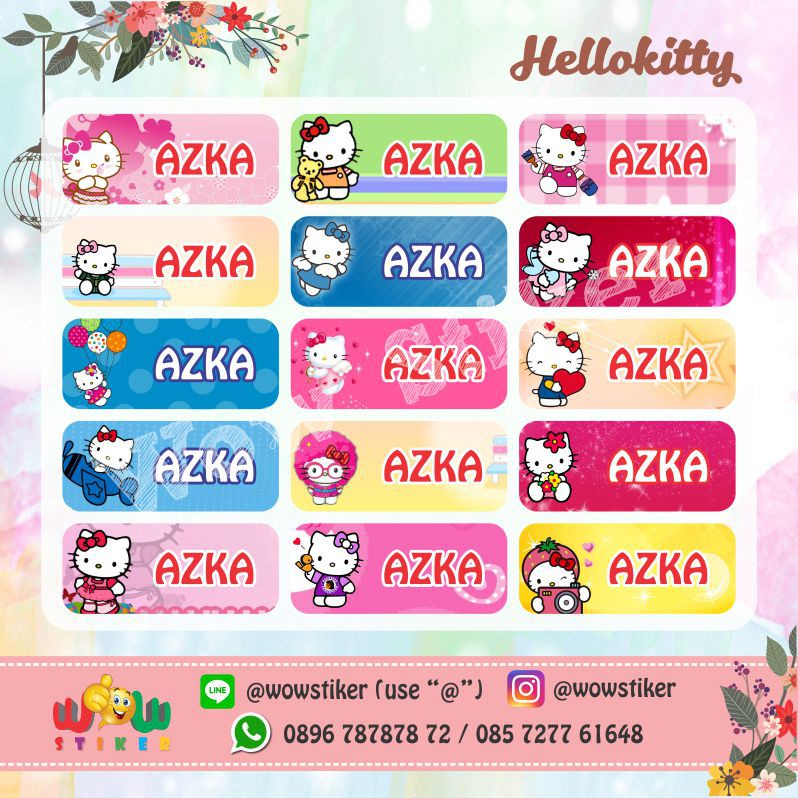 Jual Stiker / Sticker Label Nama Anak Waterproof Hello Kitty Shopee
