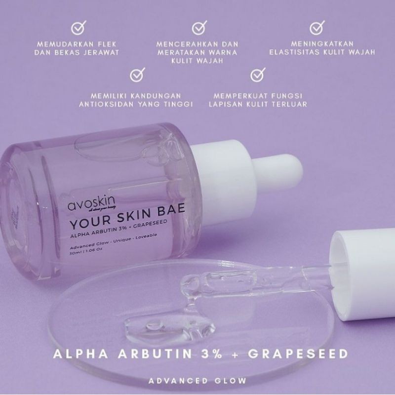 (READY) AVOSKIN Your Skin Bae Serum Alpha Arbutin 3% + Grapeseed 30 ml