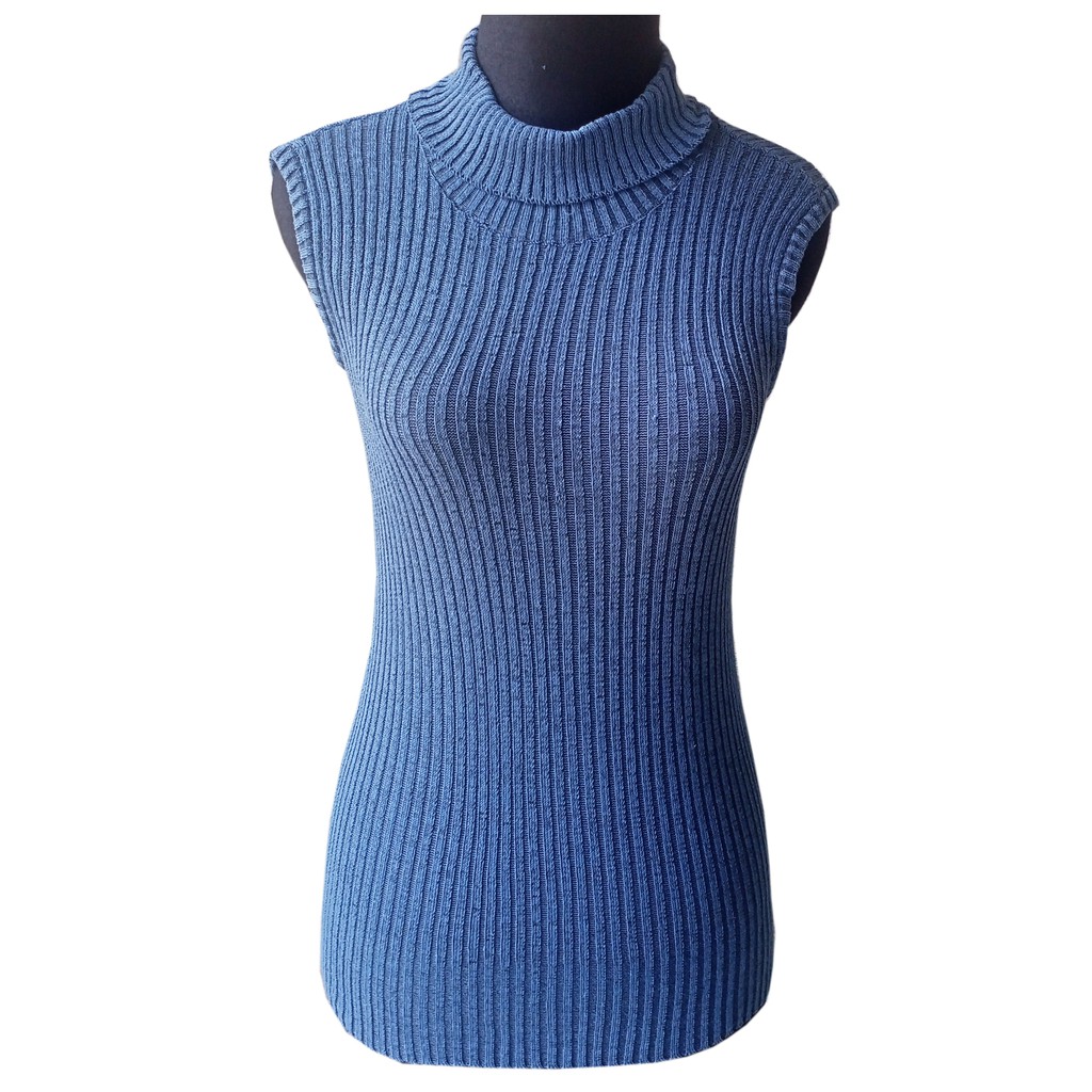 Turtle Neck Tanktop Rajut - Yukensi - Atasan Wanita-Denim