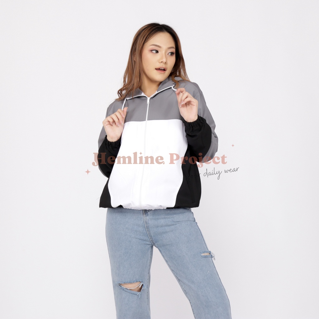 Anais Jaket Grey - Jaket Parasut Hoodie Wanita