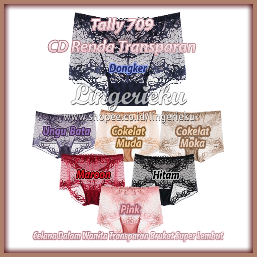 Tally 709 CD Celana Dalam Wanita Seksi Transparan Renda Bigsize