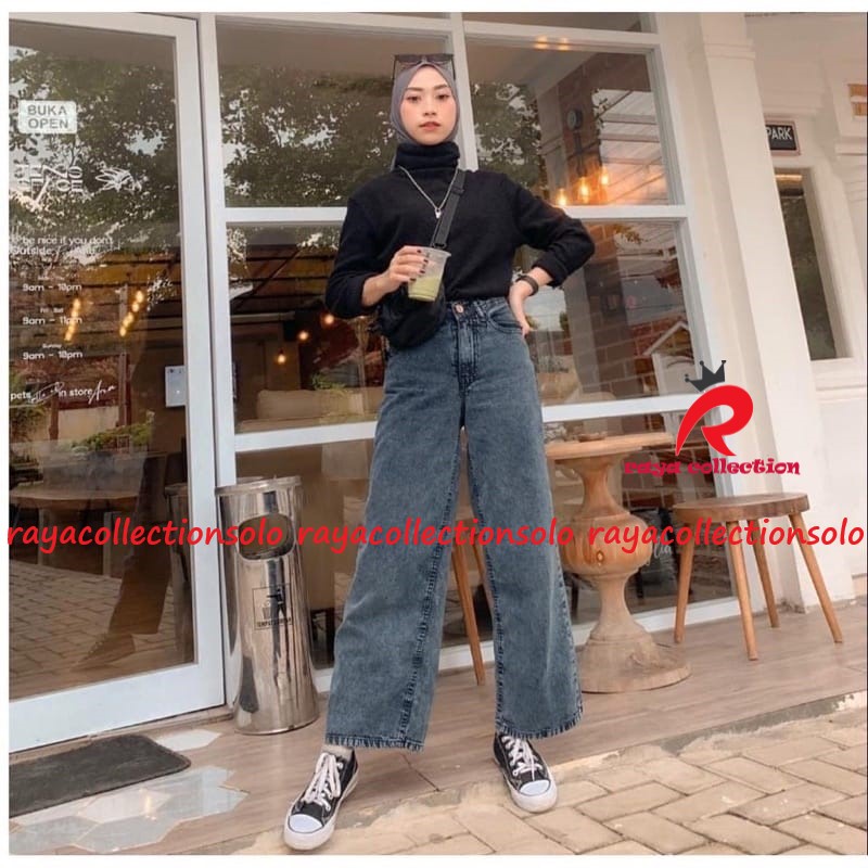 JANETA CELANA JEANS WANITA CELANA KULOT BOYFRIEND JINS WANITA SNOW BLACK / SNOW BLUE KEKINIAN RCS