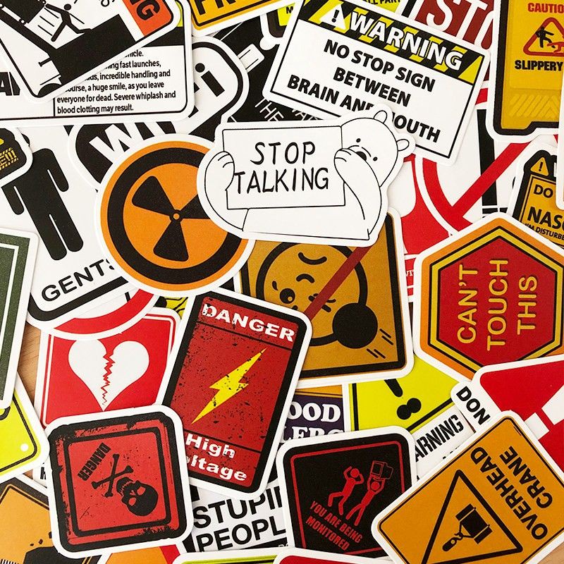 (5 Pcs) Stiker Caution / Stiker Peringatan / Stiker cctv 24 jam / Stiker Tempel Tahan Air / Stiker Peringatan / Stiker