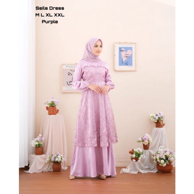 Permata Olshop / Dress Seila NF / Gamis Kebaya Pesta Modern / Kebaya Modern / Dress Kondangan