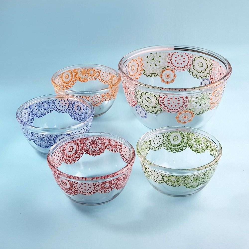 Brighton 5 Pcs Mangkuk Kaca Bowl Set GMG3805 Lace
