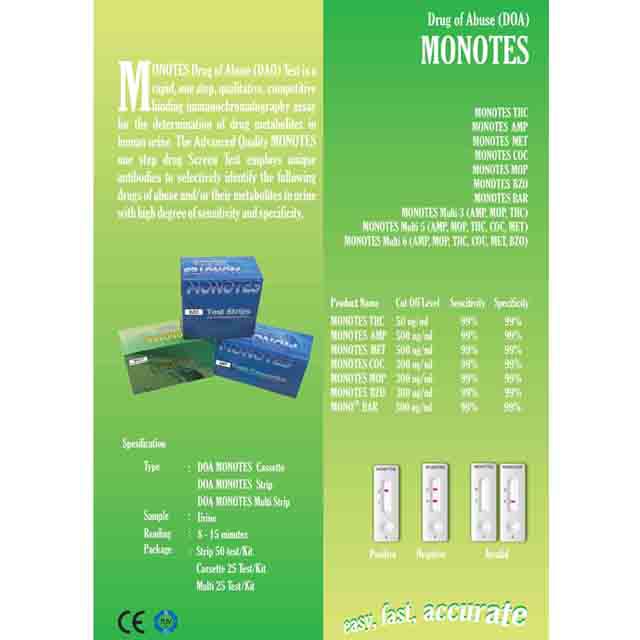Monotes Drugs Test Kit Rapid Narkoba Multidrug 6 Parameter Isi 25 Strip