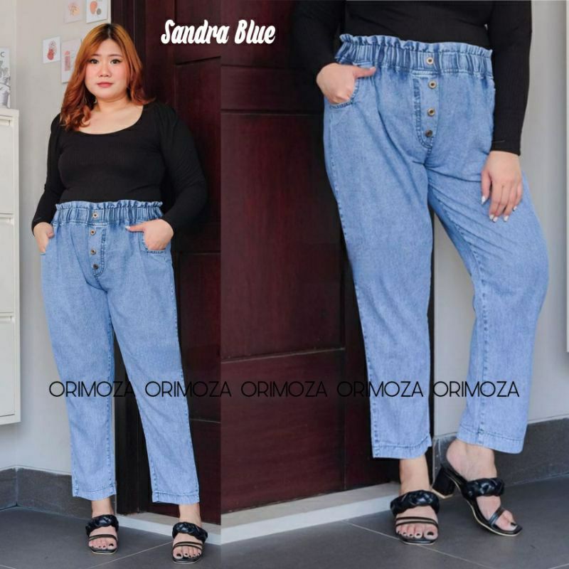 Celana Baggy Jeans Wanita Jumbo Big Size XXL 4L 6L 8L BB 130Kg