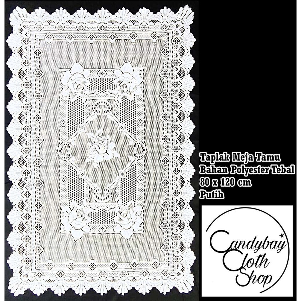 TAPLAK MEJA TAMU Kain 80 x 120 cm Bahan Kain Polyester Corak Bunga Monica
