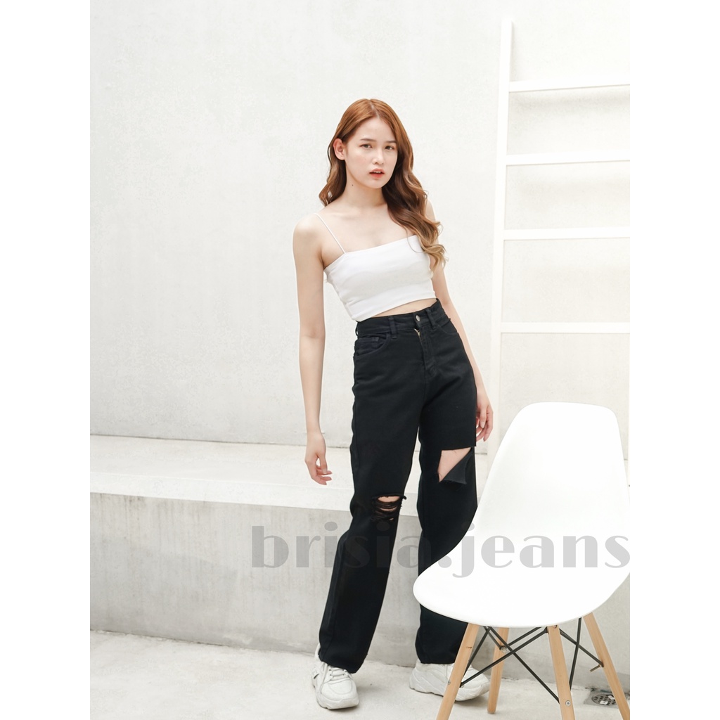 [SIZE 27-30] DAMI Ripped Boyfriend Jeans  - Black / Bigsize Boyfriend Jeans