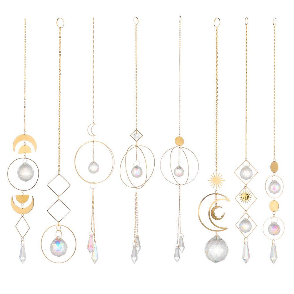 Populer Kristal Suncatcher Cakra Teras Kantor Taman Liontin Gantung Prisma Ornamen