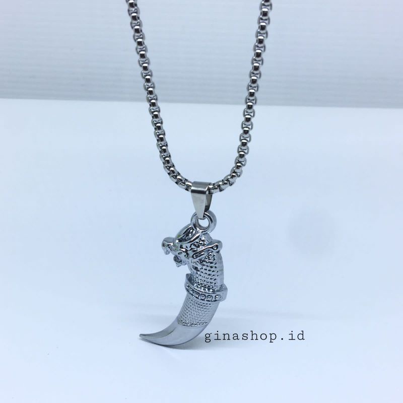 Kalung Choker Cowok Titanium Liontin Kujang Silver Terbaru Kalung saja