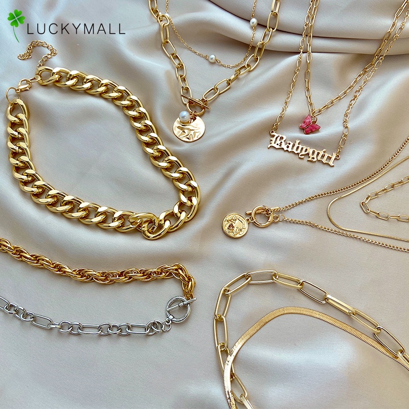 Kalung Multilayer Dengan Liontin Kupu kalung wanita Aksen Mutiara Bahan Gaya korea Untuk Wanita perhiasan aksesoris