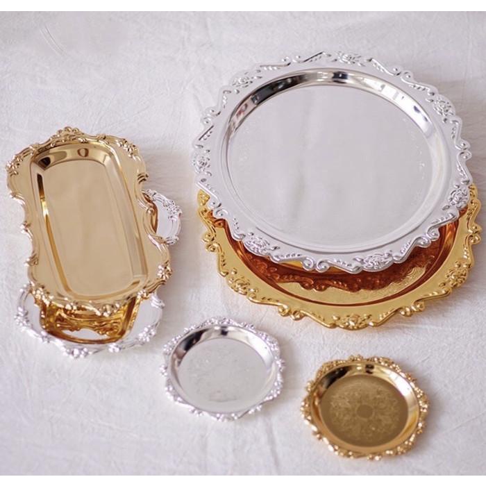 Tray | Vintage Diana Metal Gold Tray Cake Plate Tray Gold