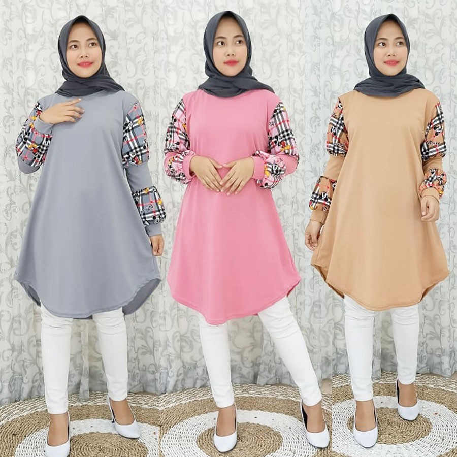 TUNIK BLOOMY LENGAN BALON DRESS MELAR BAWAH GL FASHION