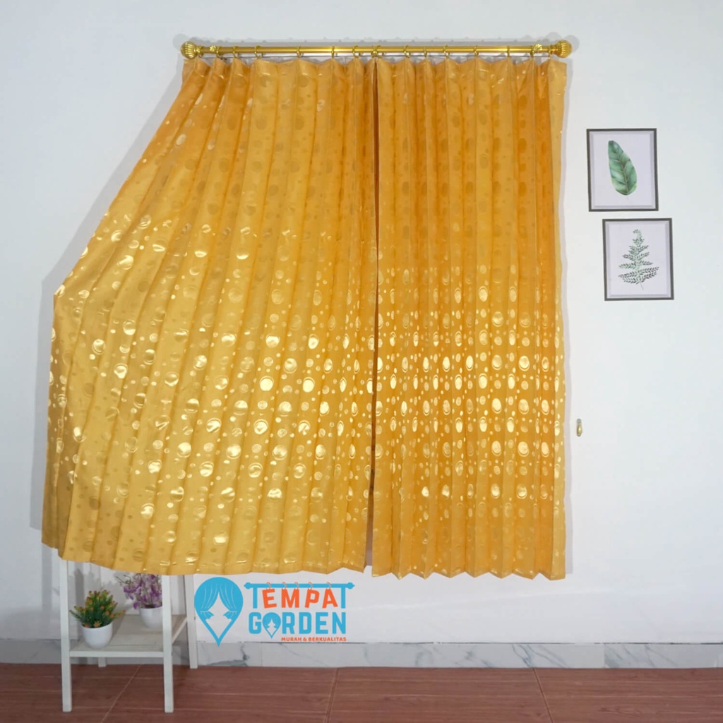 Gorden Jendela, Gorden Tebal, Gorden Minimalis Motif Polkadot Gold