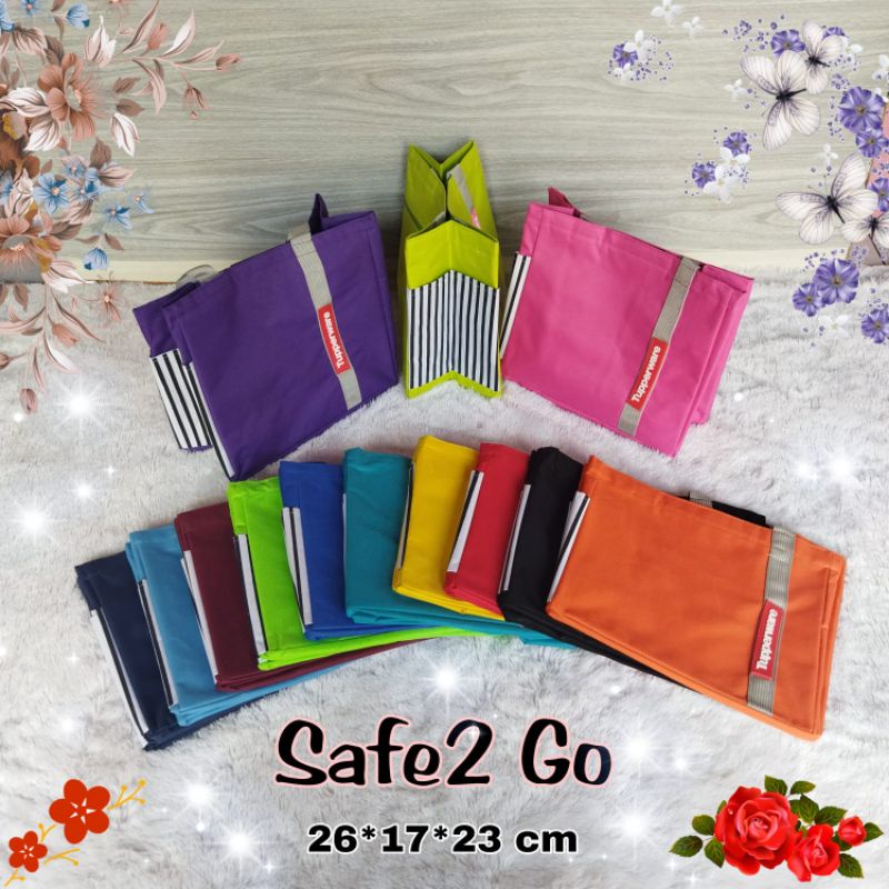 Terlaris Tas bekal Makan Logo Karet / Tote Bag Safe2 Go ( Zipper bunga es) / Tas Bekal Safe2 Go