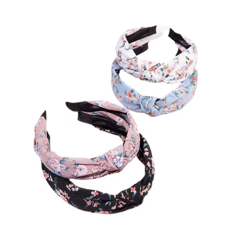 Bando Korea Simpul Motif Bunga Lebar 4cm Bando Simpul Wanita Bandana Frame Motif Bunga Daisy Headband