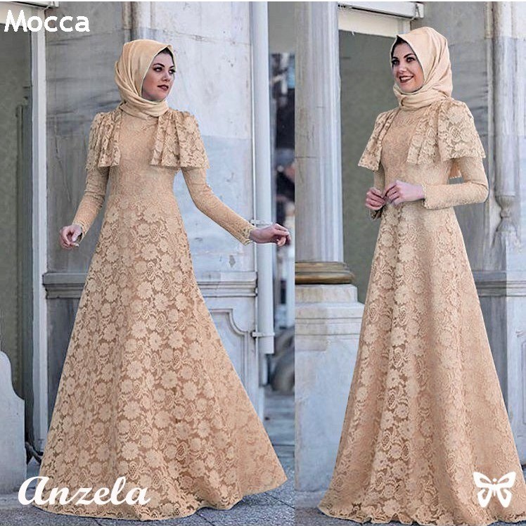 HOPYLOVY - Maxi Dress Gamis Brukat Anzela | Fashion Muslim