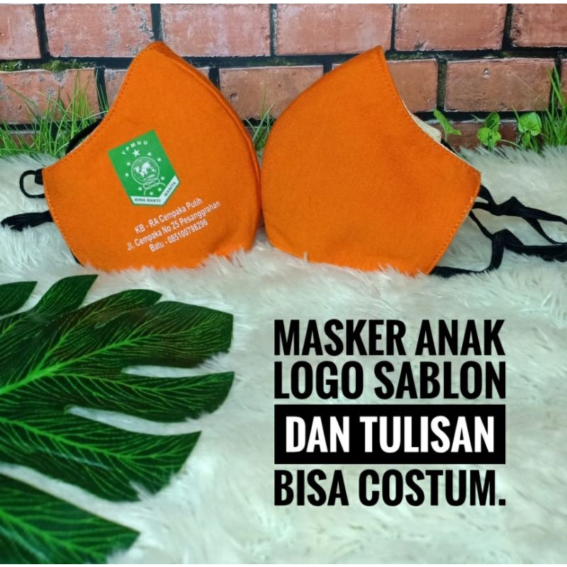 Masker anak logo sablon min 12 pcs