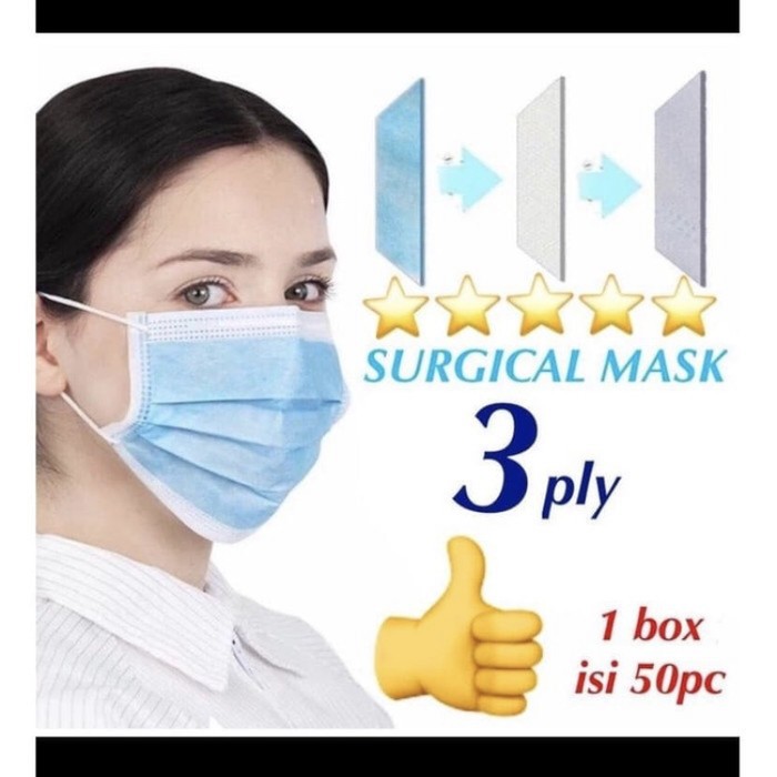 Masker 3 Ply / Masker 3Ply Isi 50 pcs bersertifikat CE Disposable Mask