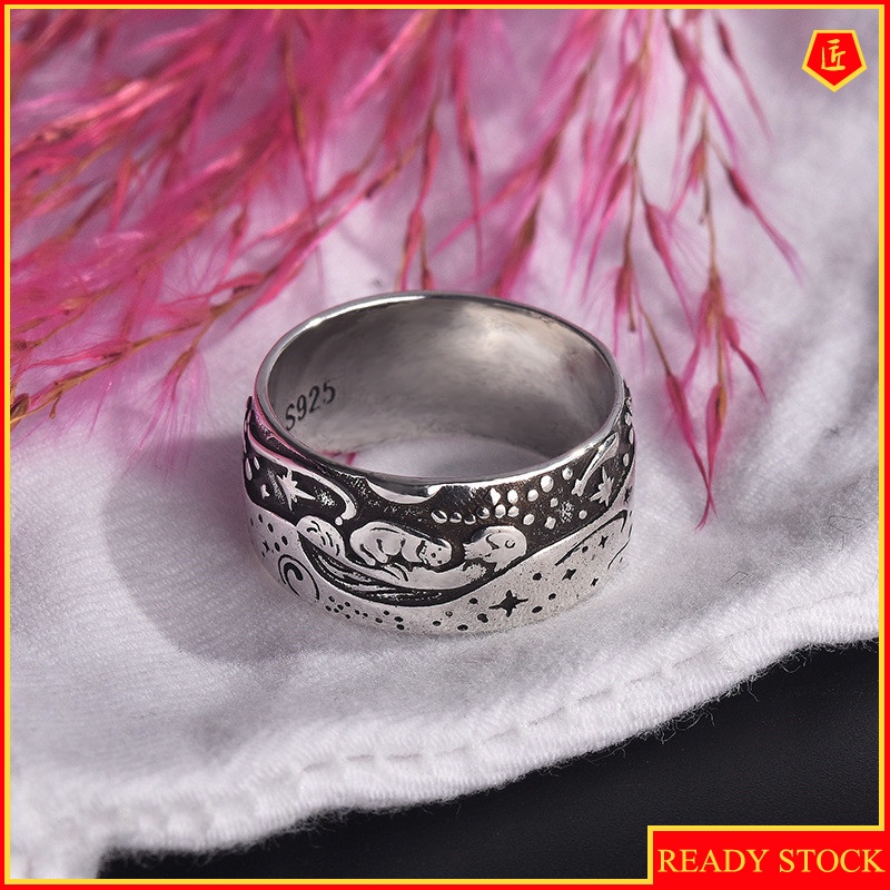 [Ready Stock]Creative S925 Vintage Silver Marine Animal Otter Ring