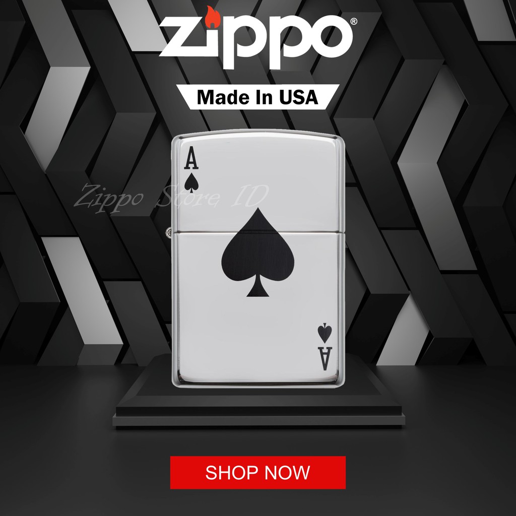 Zippo USA Simple Spade Design 24011 Original Garansi Resmi
