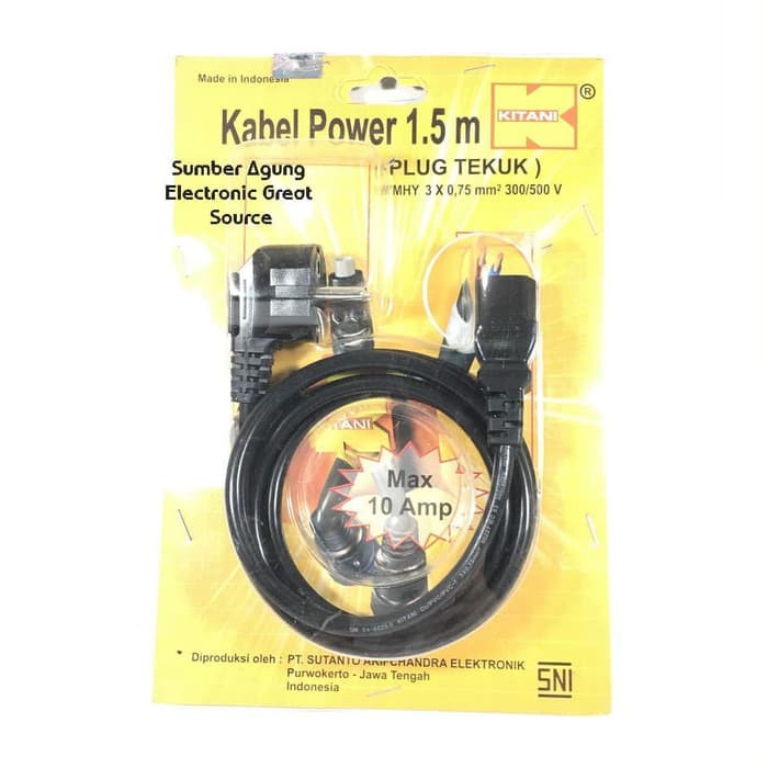 Kabel Power 1.5m Berkualitas SNI Kitani Plug Tekuk Magic Com Komputer