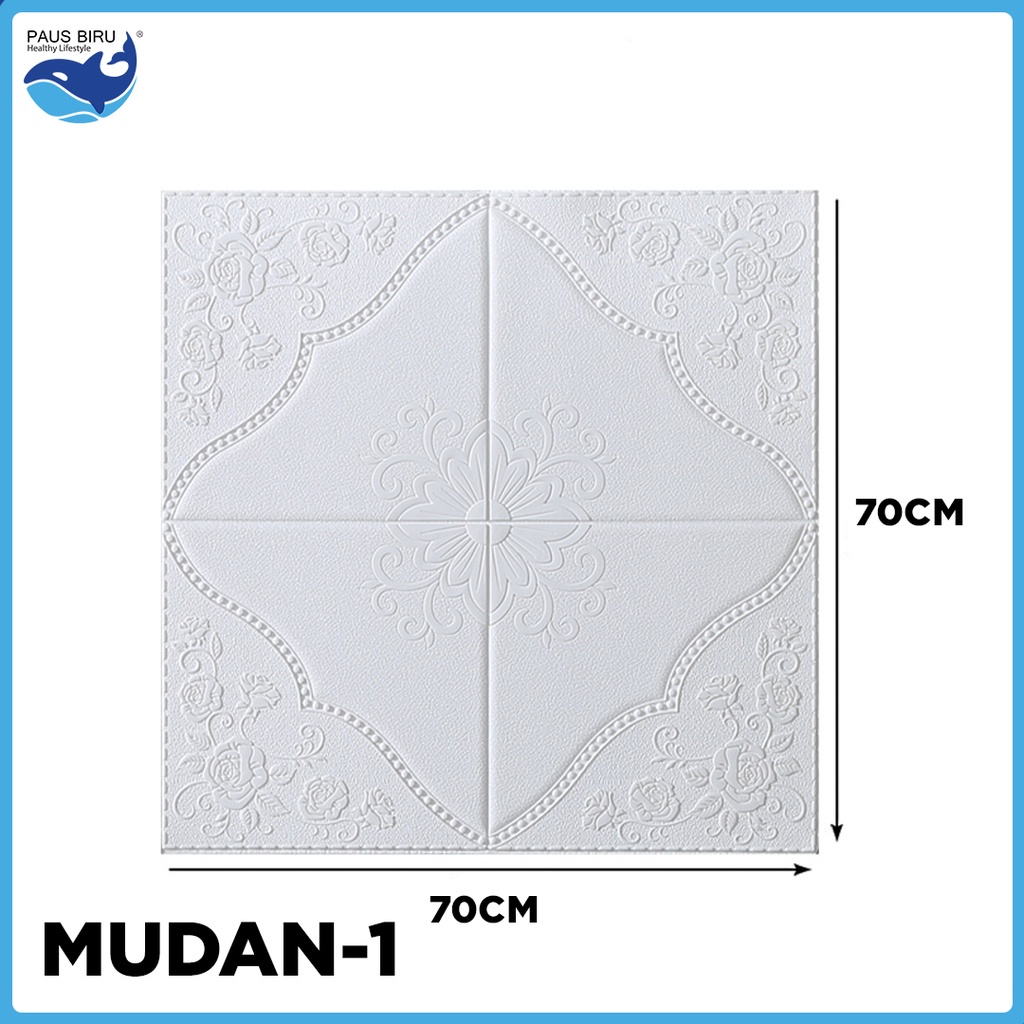 Paus Biru - Wallpaper Dinding FOAM Timbul 3D Bata CLASSIC BRICK 70 x 77 cm-MUDAN-1 PUTIH