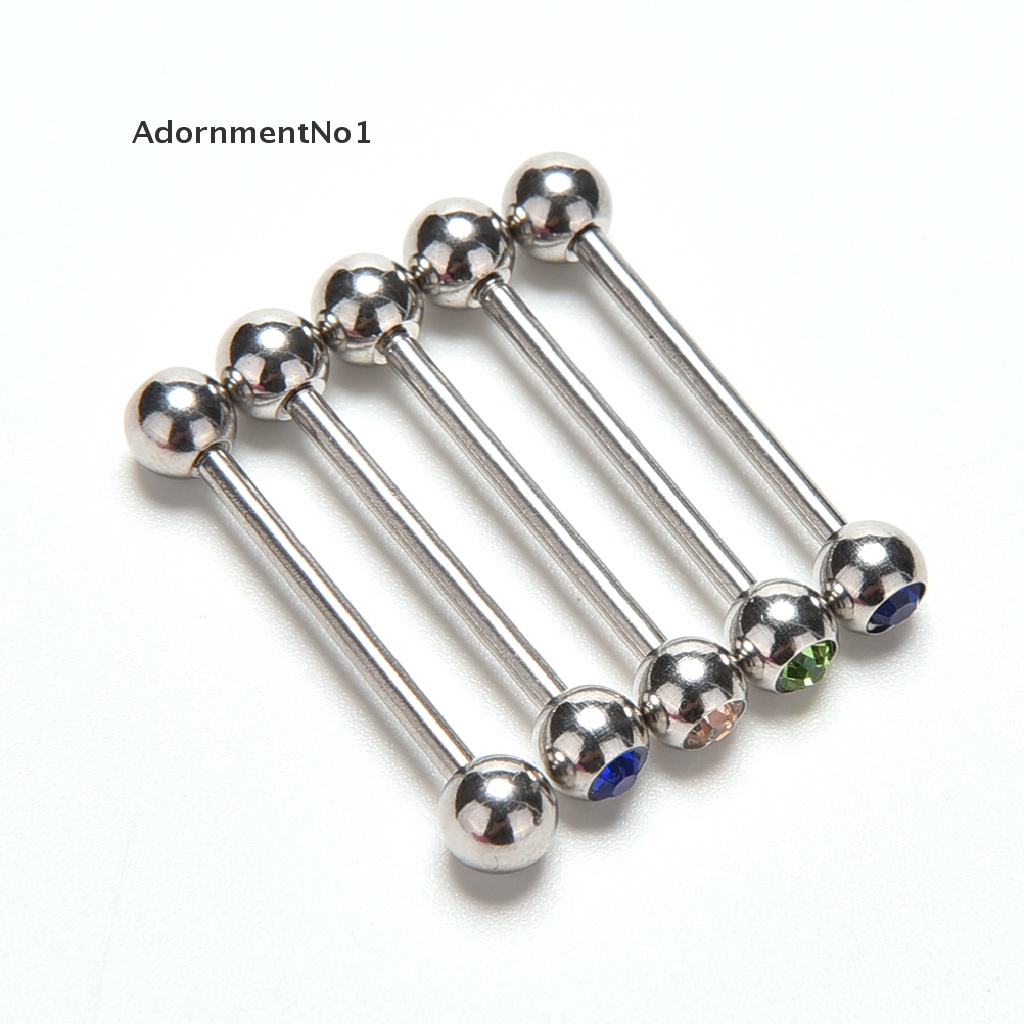 (AdornmentNo1) 5pcs / Lot Anting Tindik Lidah Bentuk Barbel Bahan Stainless Steel