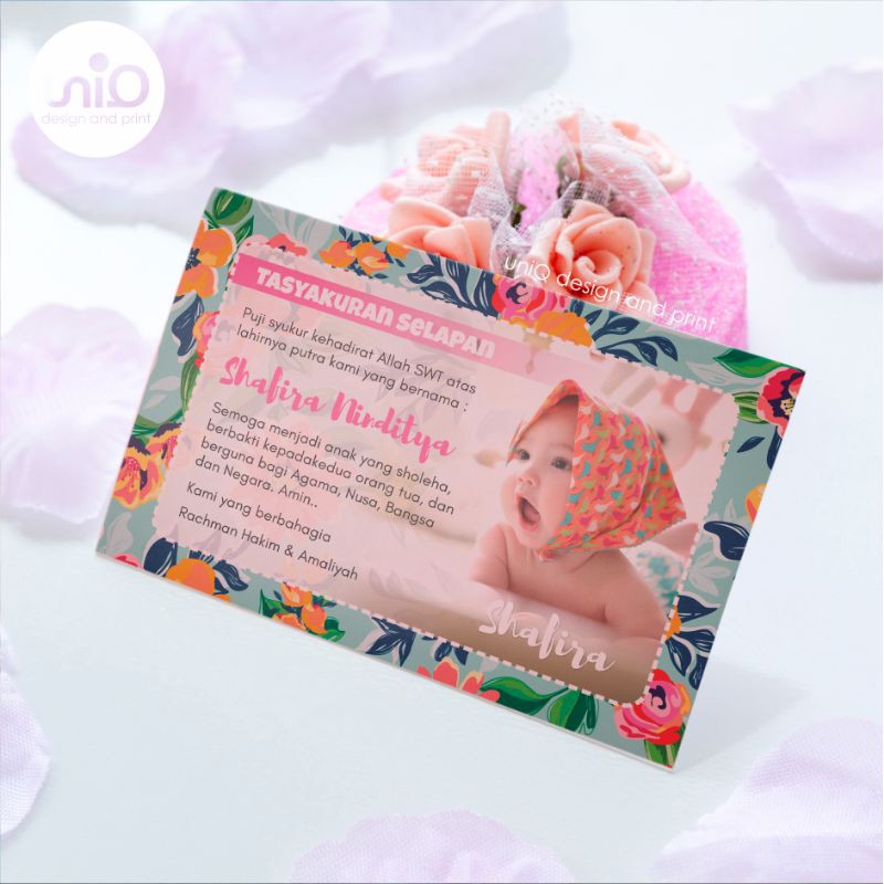 Kartu Ucapan Custom (Aqiqah, Selapan, Kotak Nasi, Undangan, Stiker) FREE DESIGN