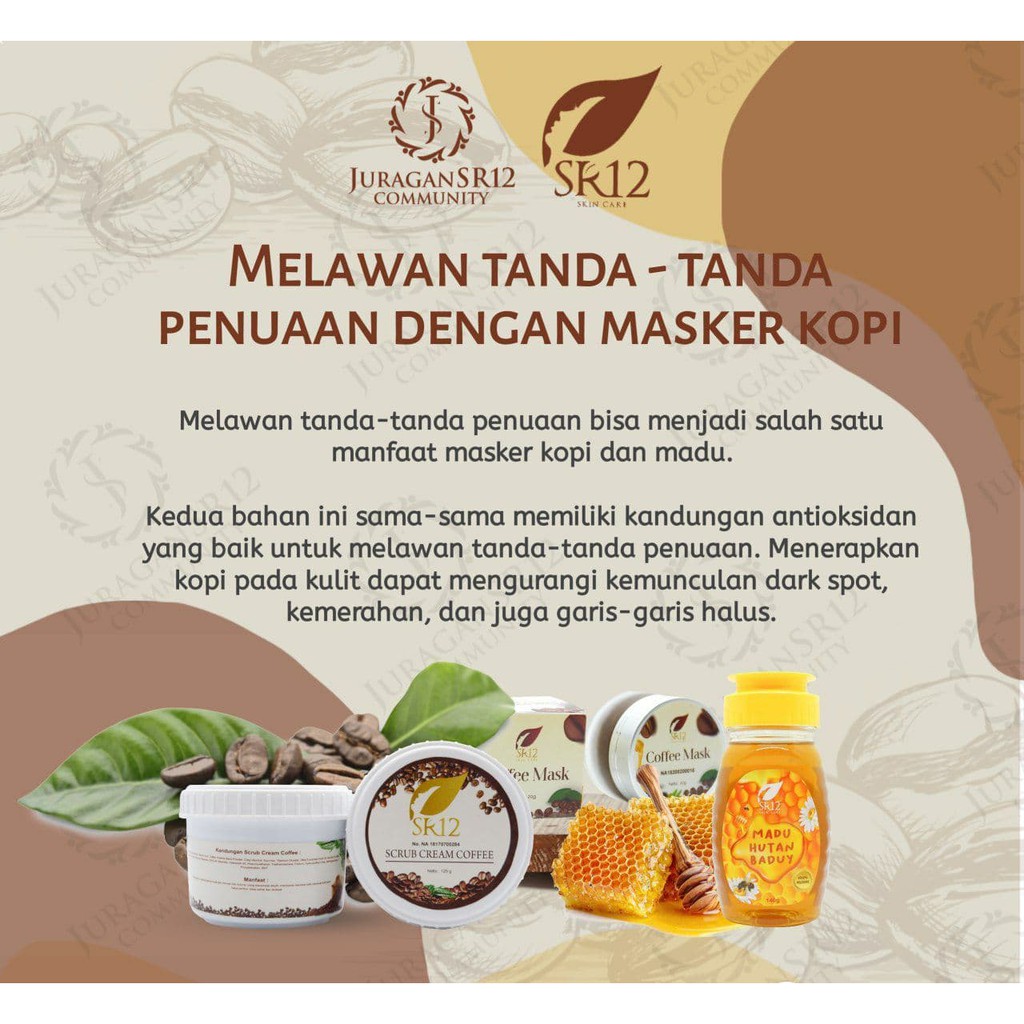 SR12 Scrub Cream Coffee Skincare Bpom Perawatan Kecantikan Kulit Lulur Scrub Mencerahkan Kulit Hitam