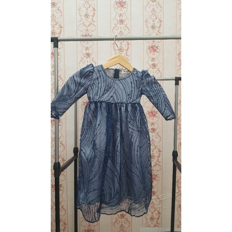 dress/gaun pesta muslim anak brokat tile