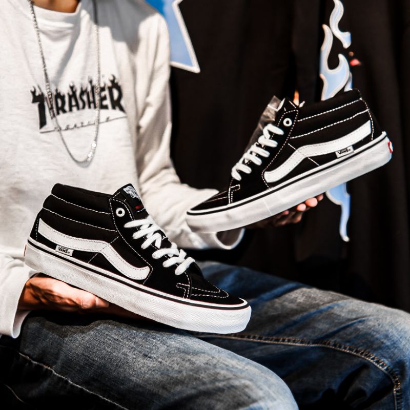 VANS SK8-MID PRO BLACK WHITE Ss20 ORIGINAL 100%