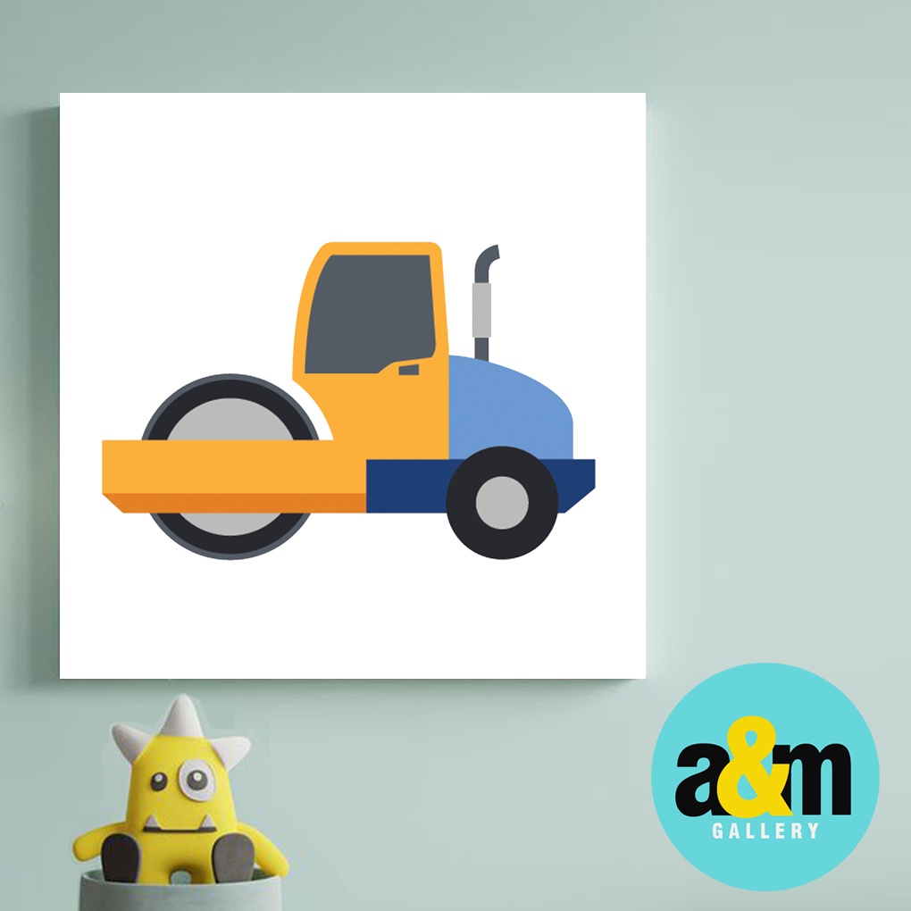 Hiasan Dinding Kamar Anak Gambar Kendaraan Alat Berat ( 20 X 20 ) Pajangan Anak Dekorasi Bayi Wall Decor Tema TRANSPORTASI - A&amp;M