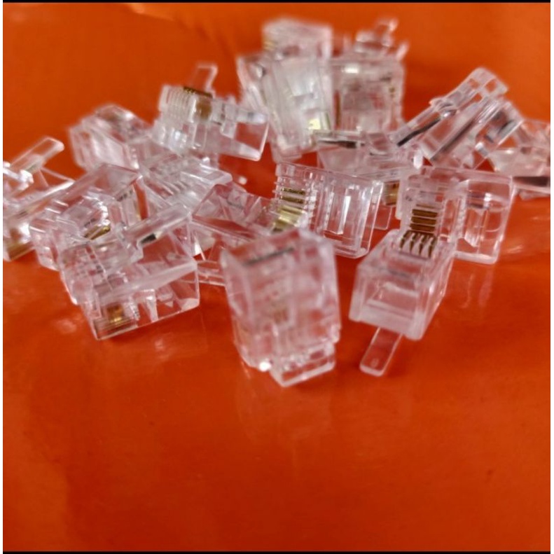 Konektor Kabel Telepon RJ 11 4pin connector JACK RJ11 4 pin isi 100 pc