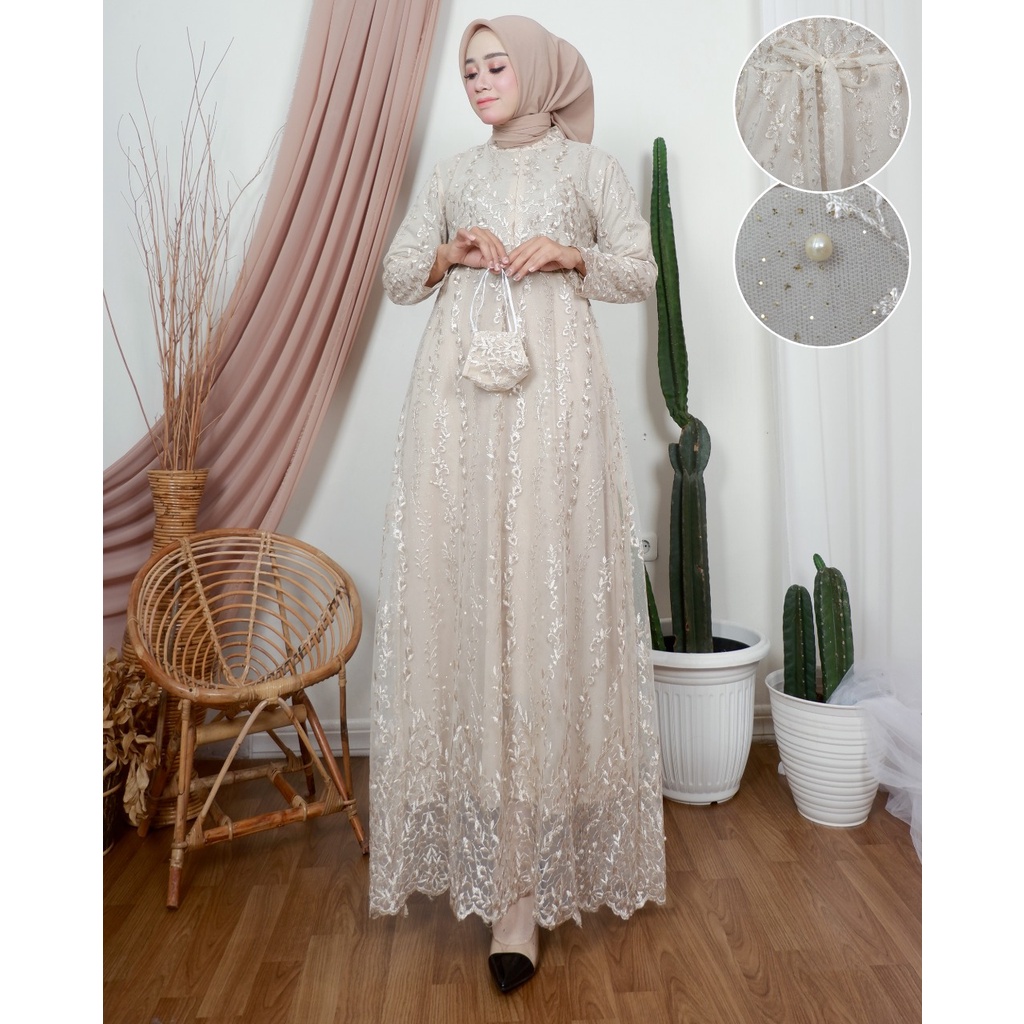 Permata Olshop / Kebaya Gamis Busui Zaya Modern Syofas / Gamis Modern Pesta Mewah / Kebaya Seragam