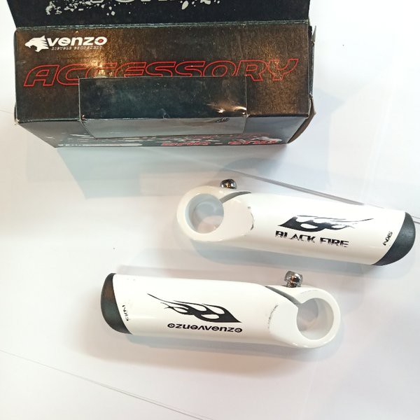 Bar End Tanduk Jalu Sepeda Venzo Black Fire SKN Alloy White