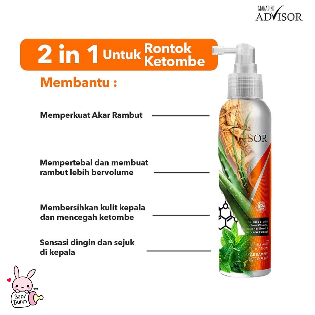 ❤ BELIA ❤ MAKARIZO Advisor Hair &amp; Scalp Tonic 145mL &amp; 65ml | Perawatan Rambut Rontok dan Ketombe (BPOM)