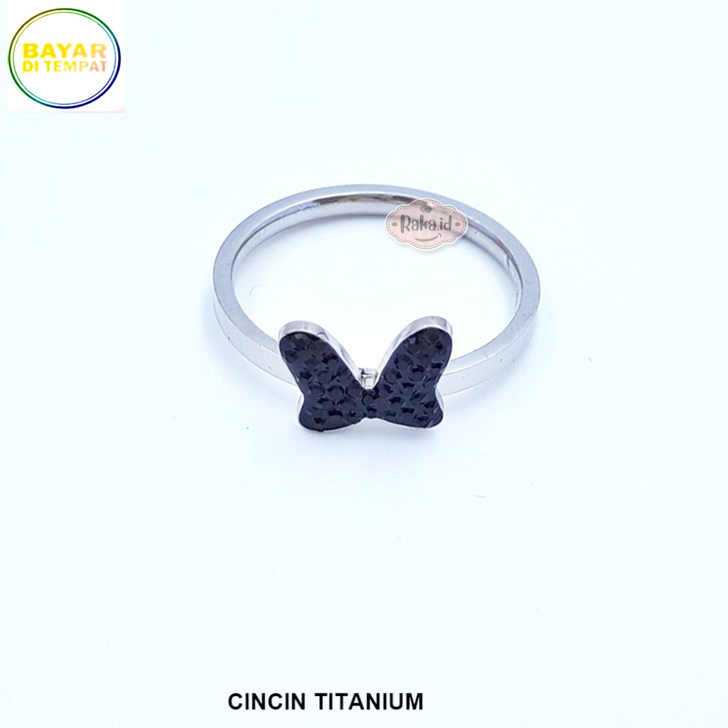 RAKA Acc - Cincin Wanita Cincin Titanium Pita Minnie Mouse Hitam Aksesoris Perhiasan Wanita 530